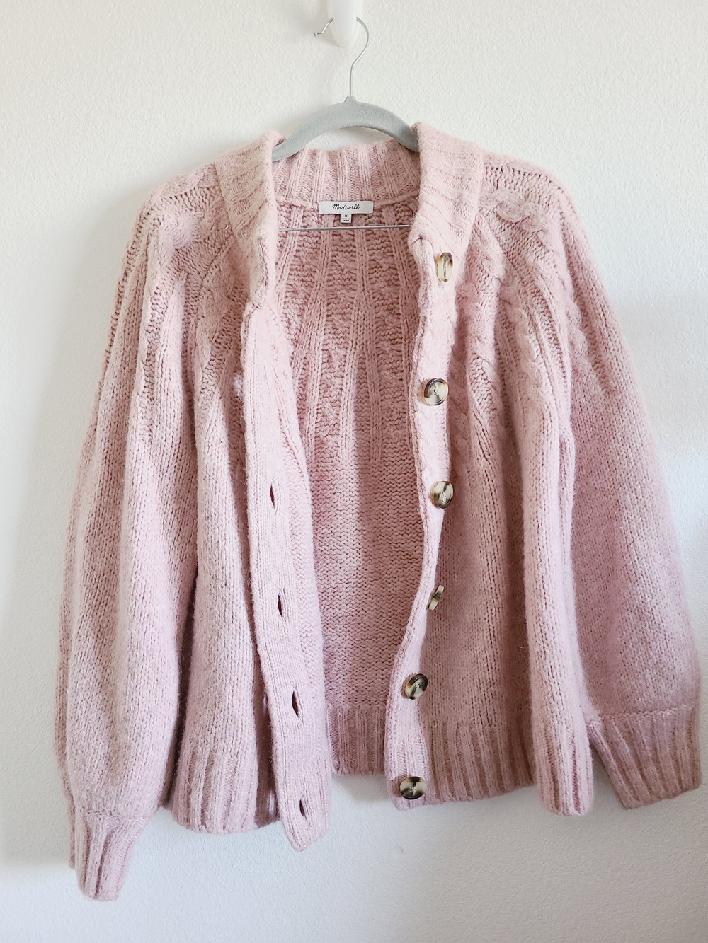 Madwwell Cozy Knit Button-Up Cardigan in Blush Pink - Picture 7 of 8